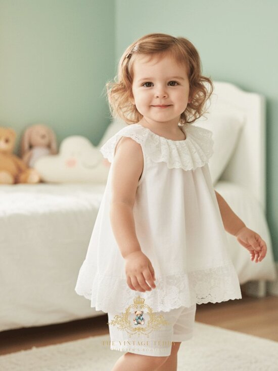 Other - NWT Lovely Girls Embroidered Lace Bib Collar Blouse Sleeveless Top White 5T